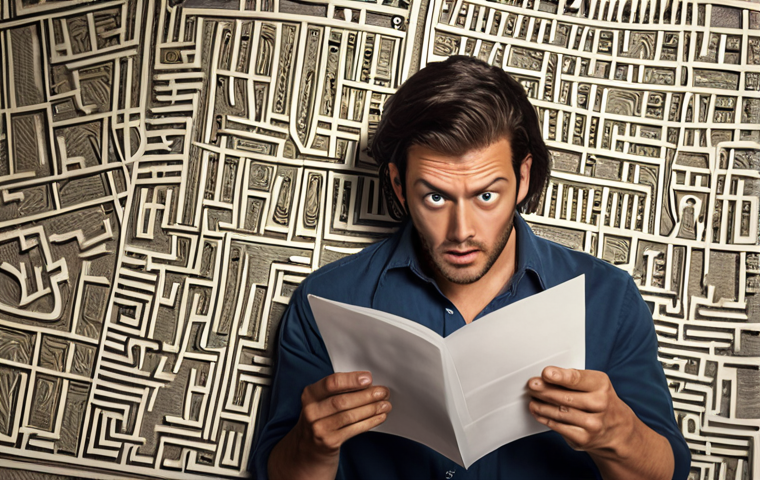 **

Prompt: "A person looking confused and overwhelmed while reading a complicated mortgage contract with lots of fine print. Emphasize the maze-like feeling of the contract."

**