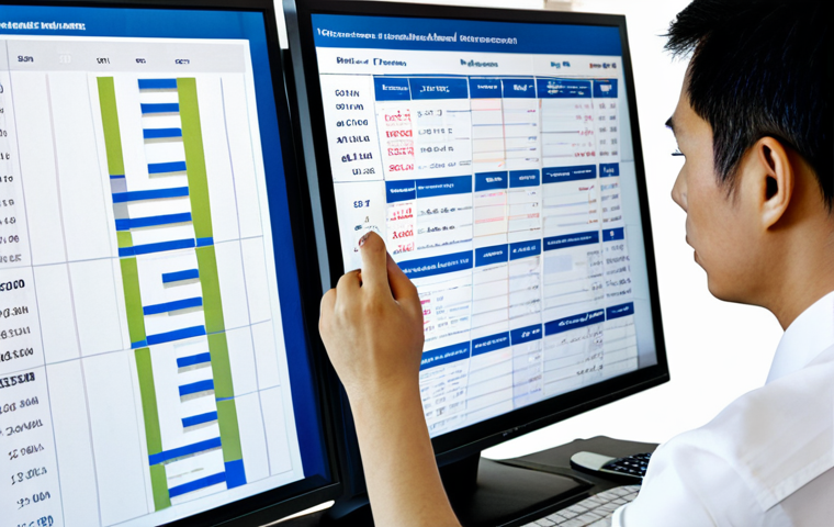 A professional Vietnamese financial analyst, fully clothed in a modest business suit, intently reviewing a complex loan amortization schedule displayed on a screen in a modern, well-lit office. The screen clearly shows a breakdown of principal and interest payments over time. The atmosphere is quiet and focused, emphasizing deep concentration and financial understanding. Professional dress, appropriate attire, safe for work, perfect anatomy, correct proportions, natural pose, well-formed hands, proper finger count, natural body proportions, high-quality, family-friendly, appropriate content.