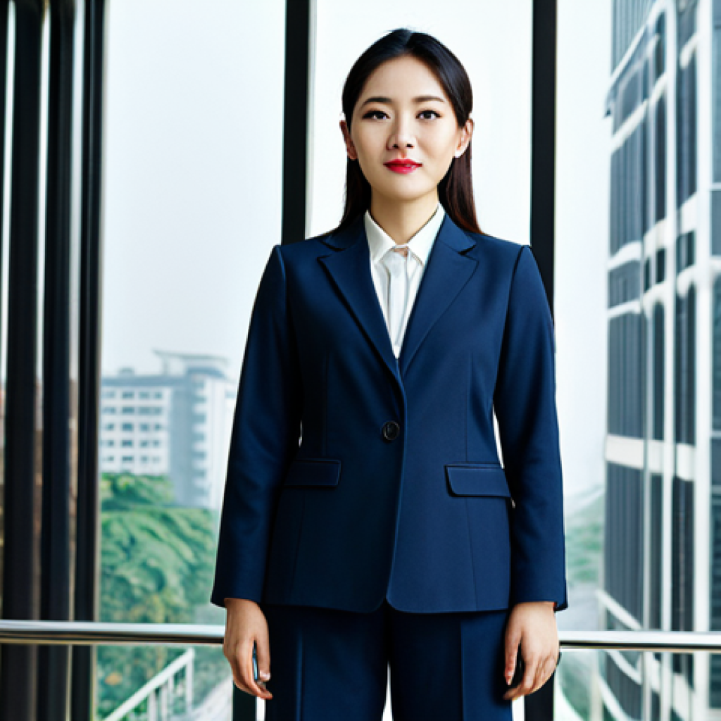 **

"A professional woman, fully clothed in a tailored business suit with a modest blouse, stands confidently in a modern Hanoi office building lobby. Natural light streams through the large windows. Appropriate attire, safe for work, perfect anatomy, correct proportions, natural pose, professional photography, high quality."

**