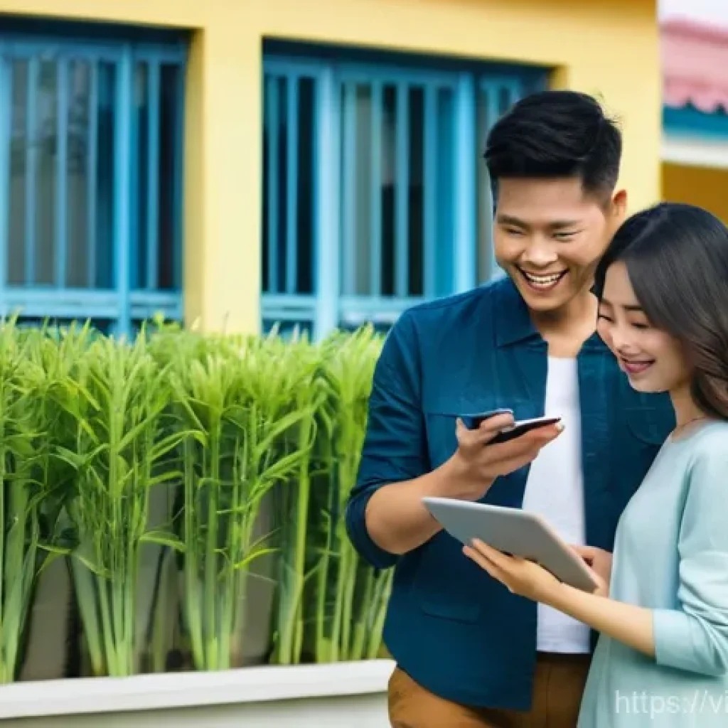 주택담보대출 최적화를 위한 전문가 조언 - **Prompt:** A young Vietnamese couple, in their late 20s to early 30s, stands in front of a modern, ...