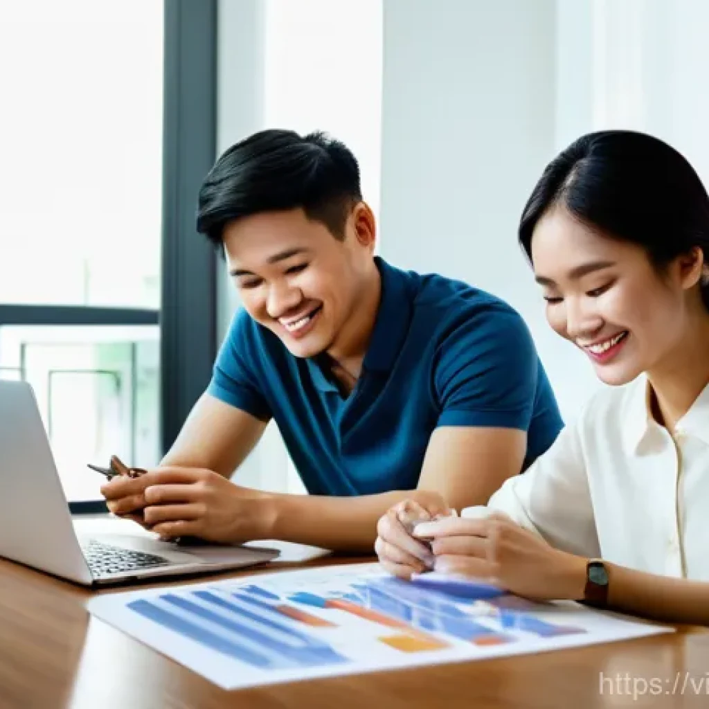 주택담보대출의 미래 전망 - **Prompt:** A heartwarming, realistic photograph of a young Vietnamese couple in their late twenties...